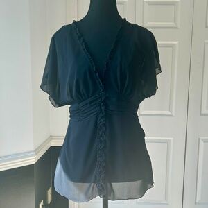 Jonathon Martin Black Ruffle Shirt Size L